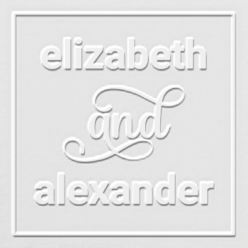 Elegant Bride Groom Names Wedding Typography 4F Embosser