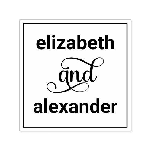 Elegant Bride Groom Names Wedding Typography 4F Self_inking Stamp