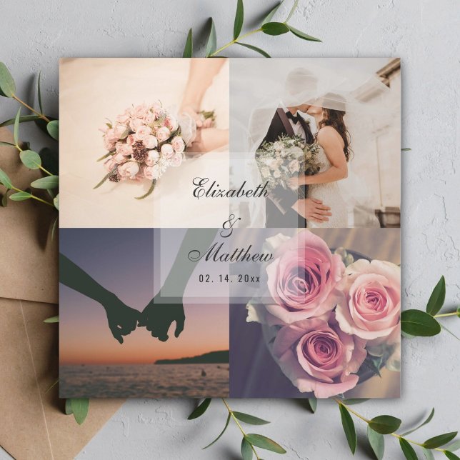 Elegant Bride & Groom Photo Collage Wedding Favor (Creator Uploaded)