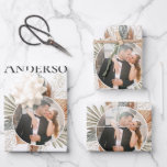 Elegant Bride & Groom Photo/Name Wedding White Wrapping Paper Sheets<br><div class="desc">Elegant Bride Groom Names and Photo Black Wedding Wrapping Paper Sheets. It is a set of 3 sheets with the names of the bride and groom written in a pretty script along with the date font on a white colored background. Please feel free to visit my store for more color...</div>