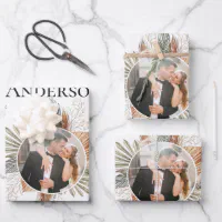 Elegant Bride & Groom Photo/Name Wedding White Wrapping Paper Sheets