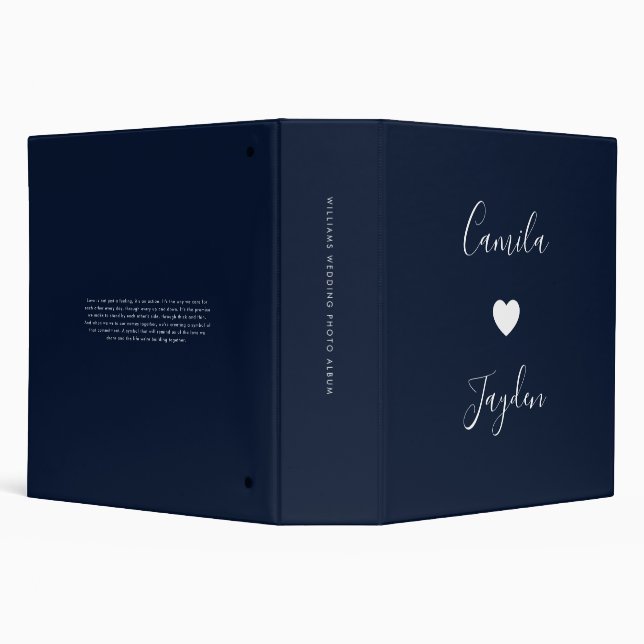 Elegant Bride & Groom Script Wedding Photo Album 3 Ring Binder (Background)