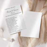 Elegant bride & groom trivia bridal shower game