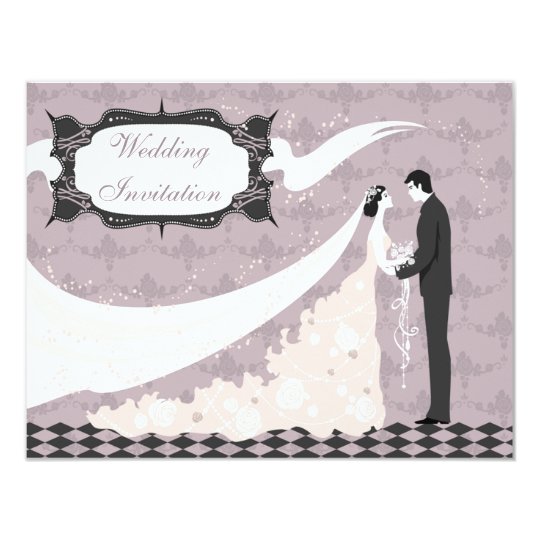 Elegant Bride Groom Vector Wedding Card Zazzle.com