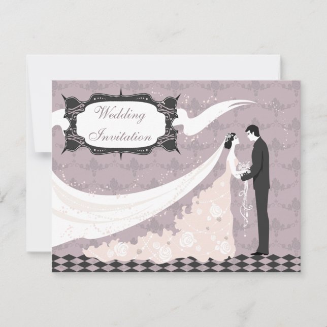 Elegant Bride & Groom Vector Wedding Invitation (Front)