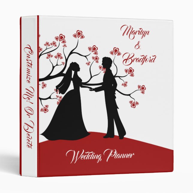 Elegant Bride Groom Wedding Planner Personalized 3 Ring Binder (Front/Spine)
