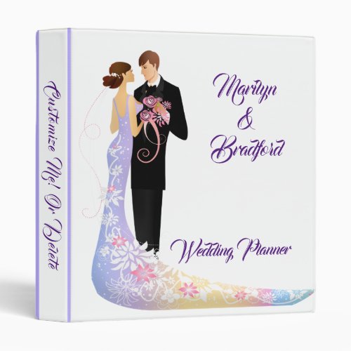 Elegant Bride Groom Wedding Planner Personalized 3 Ring Binder