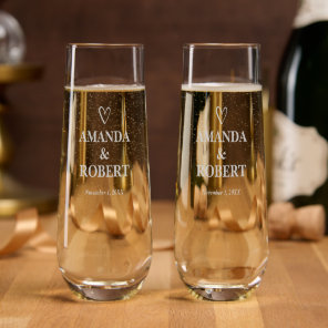Elegant Bride Groom Wedding Stemless Champagne Flute