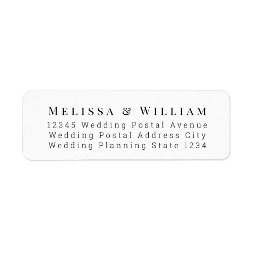 Elegant Bride Groom White Wedding Return Address Label