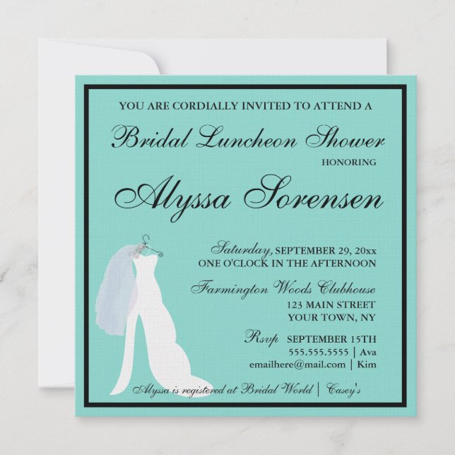 Elegant Bride Here Comes The Bride Shower Party (Front)