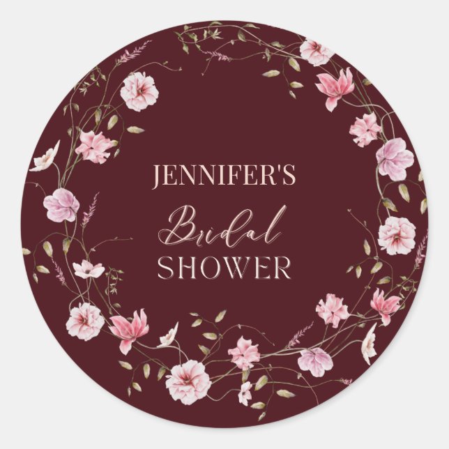 Elegant Bride in Bloom bridal shower Stickers  (Front)