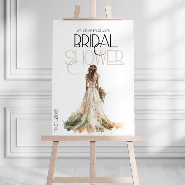 Elegant Bride in Wedding Gown Bridal Shower Welcom Foam Board (Creator Uploaded)