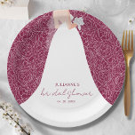 Elegant Bride on Cranberry Bridal Shower  Paper Plates<br><div class="desc">A bride in her wedding dress over a white rose on a cranberry (or any color) background,  makes a beautiful addition to your bridal shower decor. MATCHING items in our store.</div>