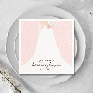 Elegant Bride on Pink Bridal Shower Napkins