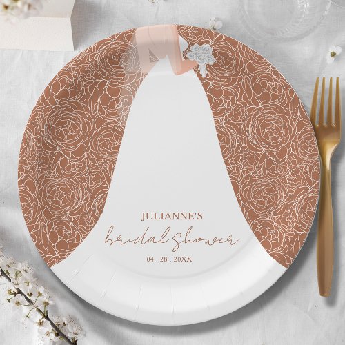 Elegant Bride on Terracotta Bridal Shower  Paper Plates