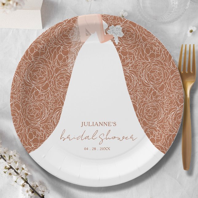 Elegant Bride on Terracotta Bridal Shower  Paper Plates (Creator Uploaded)