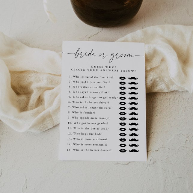 Elegant Bride Or Groom Wedding Bridal Shower Game Invitation (Creator Uploaded)