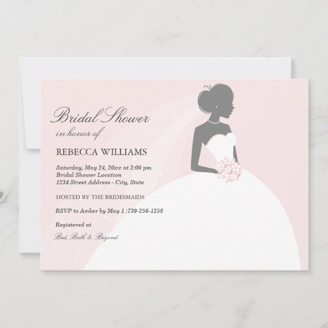 Elegant Bride | Pink Bridal Shower Invitation (Front)