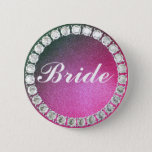 Elegant Bride Pink Glitter Button at Zazzle