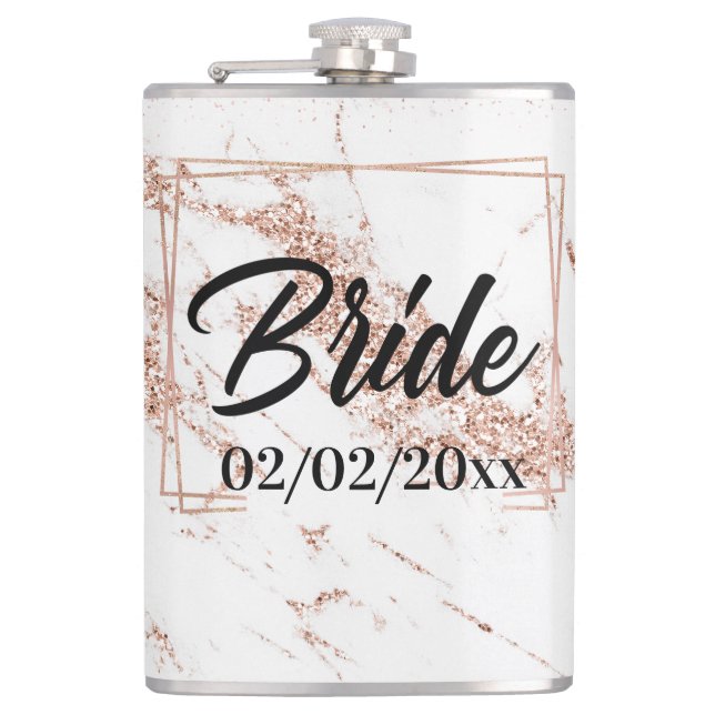 Elegant Bride: Rose Gold Celebration Flask (Front)