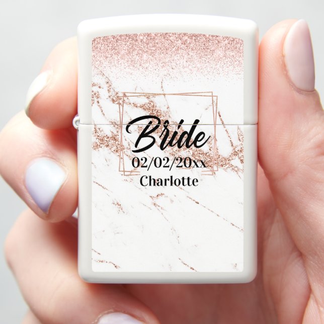 Elegant Bride: Rose Gold Celebration Zippo Lighter (In Hand)