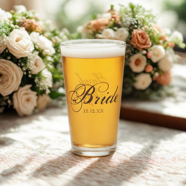Elegant Bride Script Personalized Wedding Glass (Elegant glass for the Bride. )