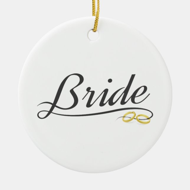 Elegant Bride Wedding Calligraphy Ceramic Ornament (Front)