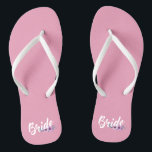 Elegant Bride Wedding Calligraphy | Flip Flops<br><div class="desc">For further customization, please click the "Customize" button and use our design tool to modify this template. If the options are available, you may change text and image by simply clicking on "Edit/Remove Text or Image Here" and add your own. If you wish to have this design added to a...</div>