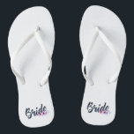 Elegant Bride Wedding Calligraphy | Flip Flops<br><div class="desc">For further customization, please click the "Customize" button and use our design tool to modify this template. If the options are available, you may change text and image by simply clicking on "Edit/Remove Text or Image Here" and add your own. If you wish to have this design added to a...</div>