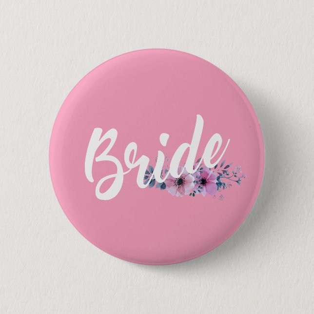 Elegant Bride Wedding Calligraphy | Pin Button (Front)