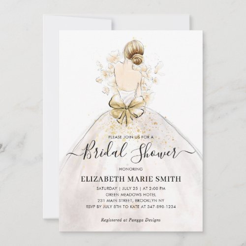 Elegant Bride Wedding Gown Dress Bridal Shower Invitation