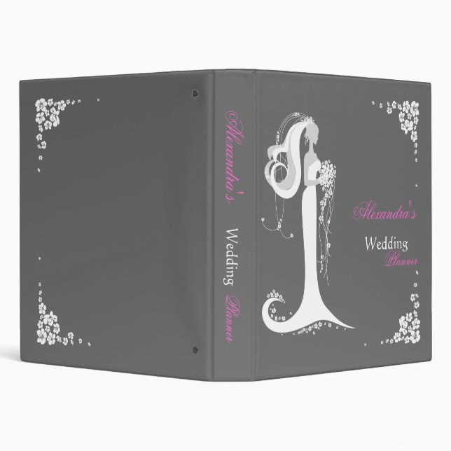 Elegant Bride Wedding Planner Album 3 Ring Binder (Background)