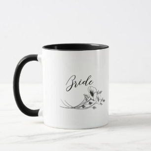 Elegant Bride Wildflowers Doodles Mug