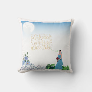 Elegant Bride with Flowers Pillow Romantic Weddi