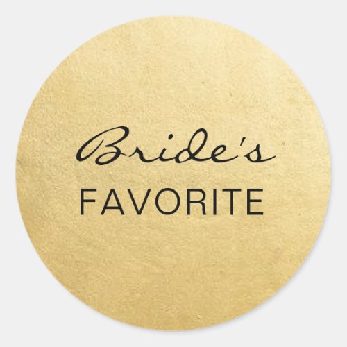 Elegant BRIDEs FAVORITE Wedding Gift Favors Classic Round Sticker