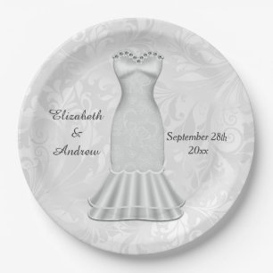 Elegant Brides Wedding Gown Paper Plates