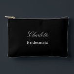 Elegant Bridesmaid Black Accessory Pouch<br><div class="desc">Elegant Bridesmaid Black Accessory Pouch, please personalize the name of the bridesmaid, using the online personalization template before ordering. The personalization template may also easily be used to personalize the design for other wedding guest roles, such as Maid of Honor, by changing the relevant text accordingly before before adding to...</div>