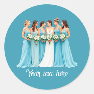 Elegant Bridesmaid customizable Wedding Classic Round Sticker