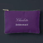 Elegant Bridesmaid Dark Purple Accessory Pouch<br><div class="desc">Elegant Bridesmaid Dark Purple Accessory Pouch, please personalize the name of the bridesmaid, using the online personalization template before ordering. The personalization template may also easily be used to personalize the design for other wedding guest roles, such as Maid of Honor, by changing the relevant text accordingly before before adding...</div>