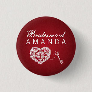 Elegant Bridesmaid Favor Key To My Heart Red Button