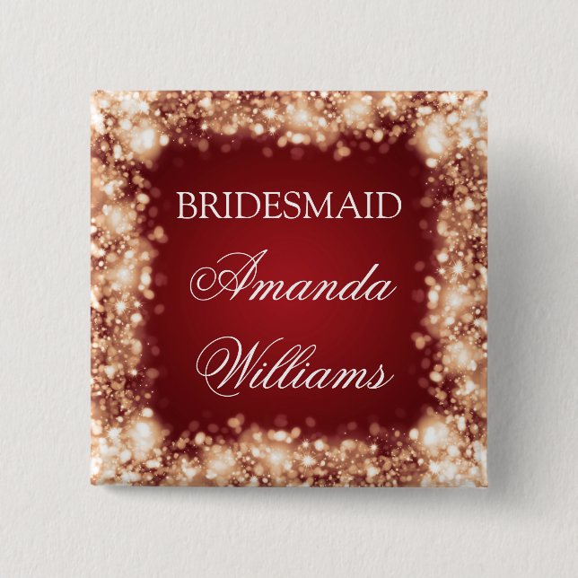 Elegant Bridesmaid Favor Sparkling Lights Gold Button (Front)