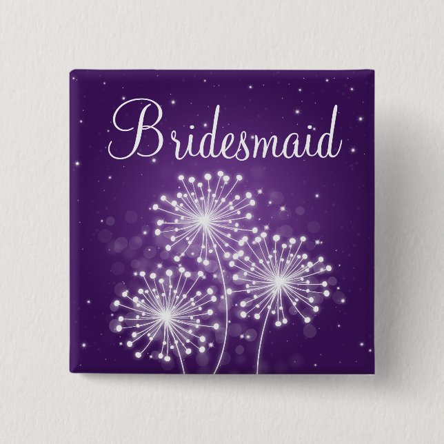 Elegant Bridesmaid Favor Summer Sparkle Purple Pinback Button (Front)