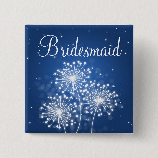 Elegant Bridesmaid Favor Summer Sparkle Sapphire Pinback Button (Front)