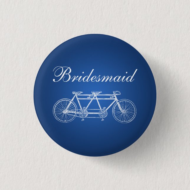 Elegant Bridesmaid Favor Tandem Bike Blue Button (Front)