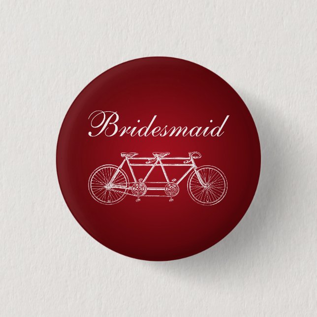 Elegant Bridesmaid Favor Tandem Bike Red Button (Front)