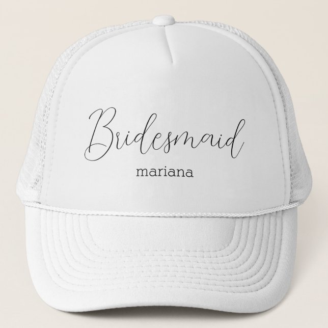 elegant bridesmaid name Bachelorette party Trucker Hat (Front)