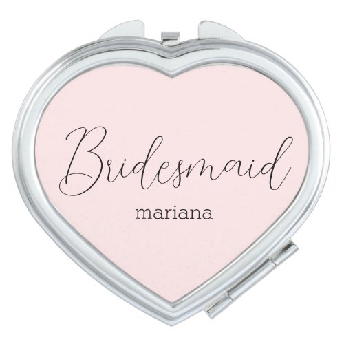 elegant bridesmaid name modern chic pink compact mirror