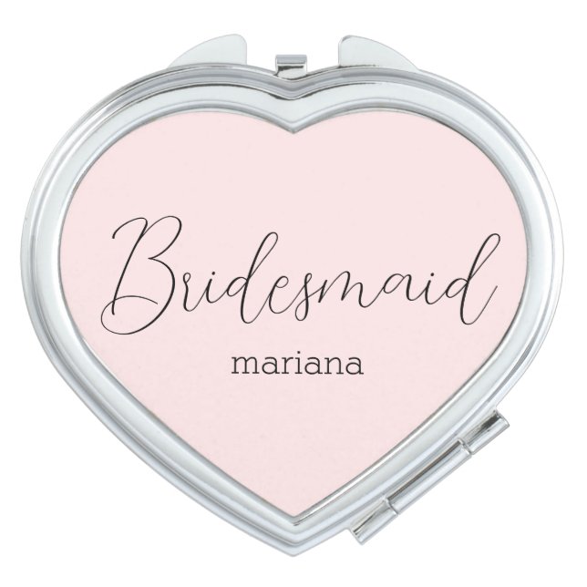 elegant bridesmaid name modern chic pink compact mirror (Front)
