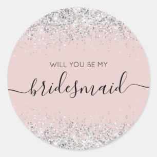 Elegant Bridesmaid Proposal glitter confetti Classic Round Sticker