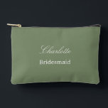 Elegant Bridesmaid Sage Green Accessory Pouch<br><div class="desc">Elegant Bridesmaid Sage Green Accessory Pouch, please personalize the name of the bridesmaid, using the online personalization template before ordering. The personalization template may also easily be used to personalize the design for other wedding guest roles, such as Maid of Honor, by changing the relevant text accordingly before before adding...</div>